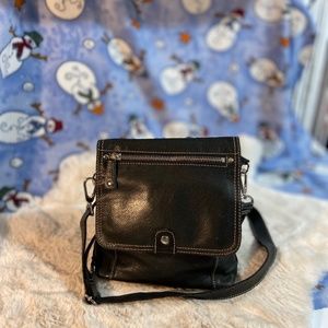 Fossil black pebbled leather crossbody bag
